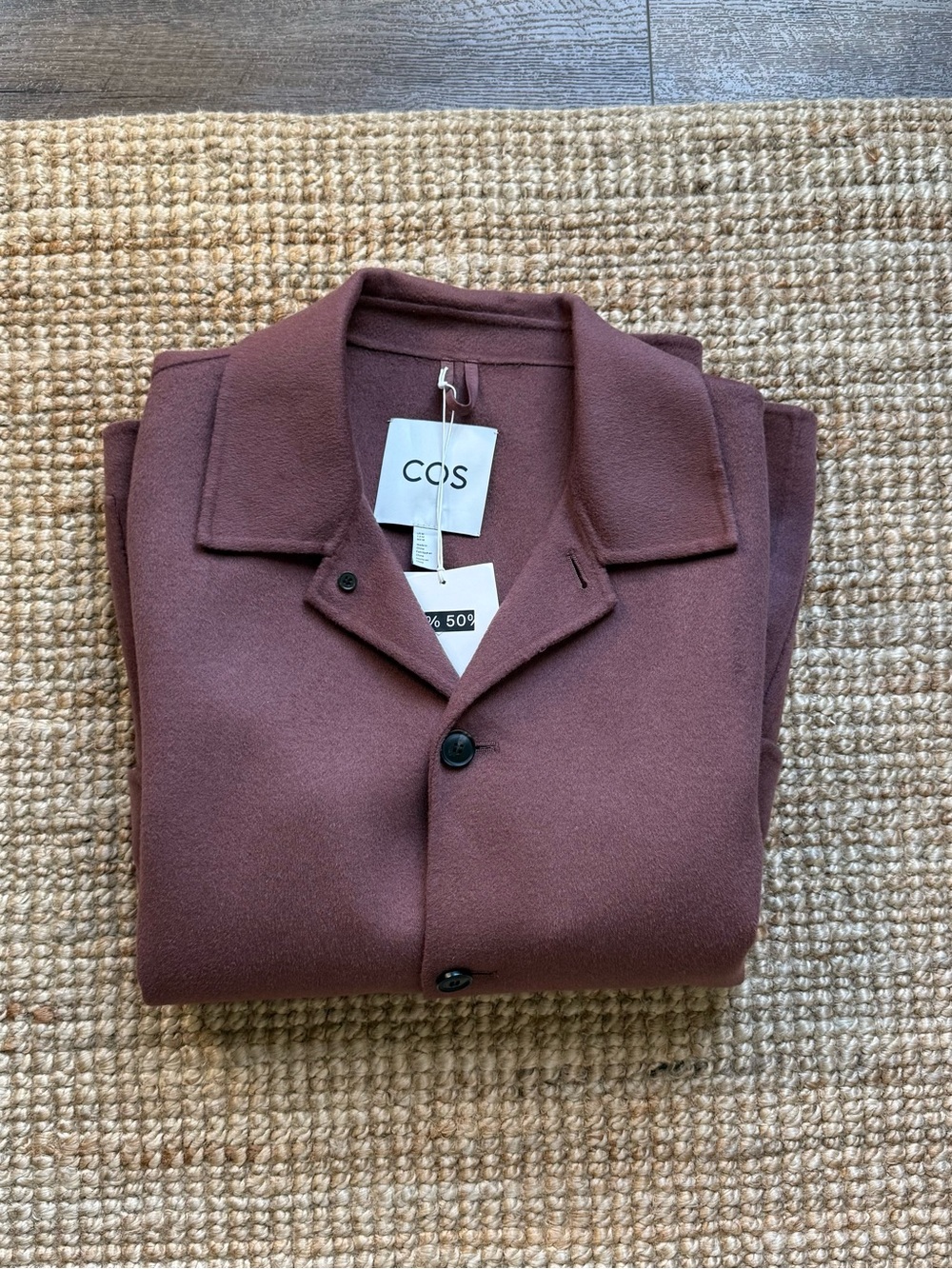NWT COS Men's Wool Blend Maroon Button Coat